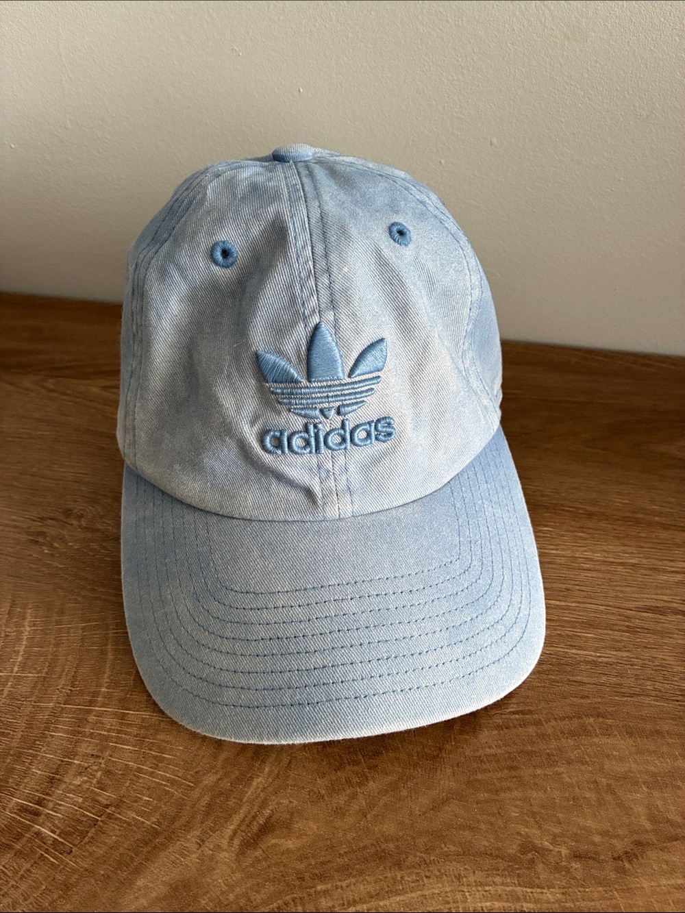 Adidas Originals Trefoil Blue Washed Denim Dad Hat Adjustable Cotton Cap